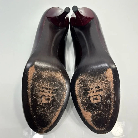 Stuart Weitzman Ruby Burgundy Dark Red Patent Leather Heels Size 7.5 - Picture 9 of 11